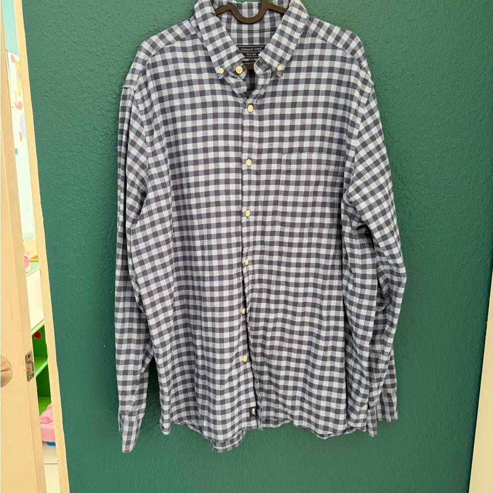 Vineyard Vines Navy and White Checkered Shirt